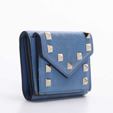 Valentino Garavani blue soft leather trifold walle