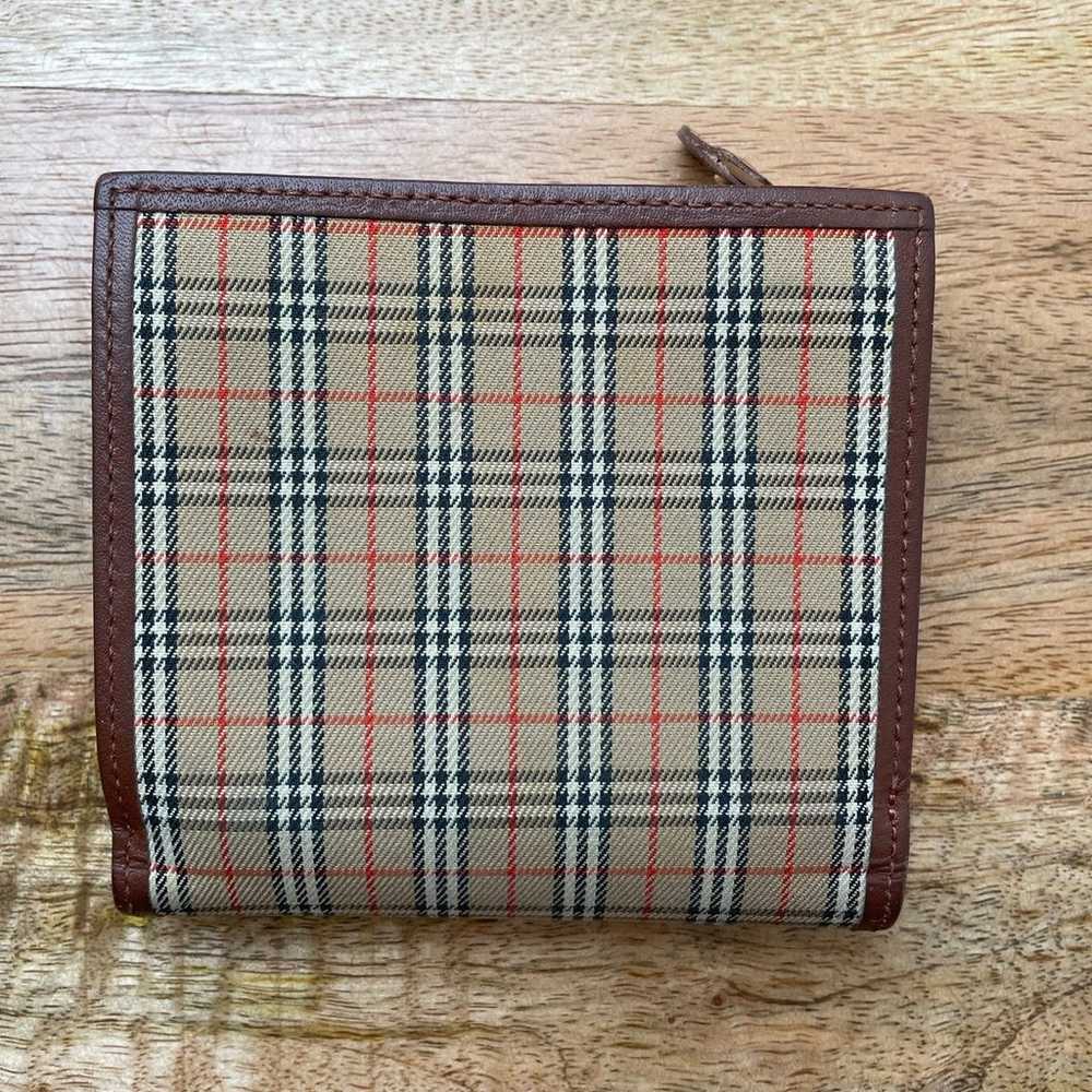 Vintage Burberry Plaid Canvas Leather Bifold Wall… - image 4