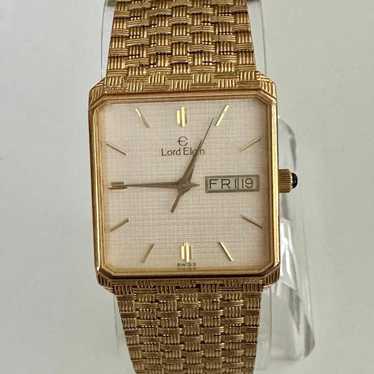 Vintage Lord Elgin Watch men Gold Tone Gold Dial S