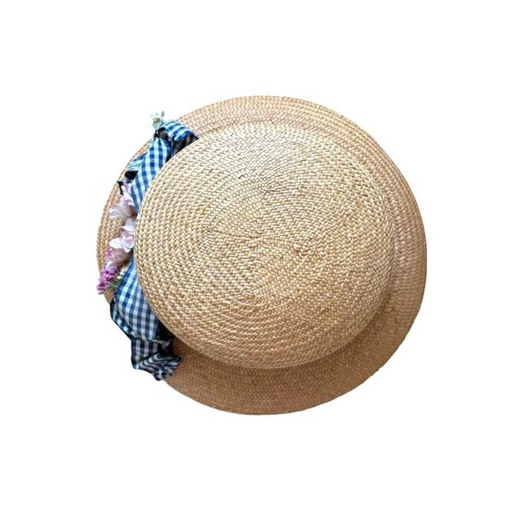 Grevi Mode Firenze Italy Vintage Straw Hat Gingha… - image 11