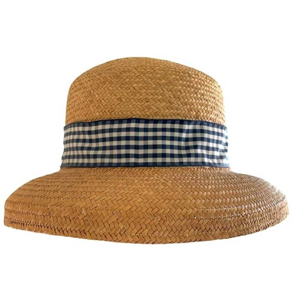 Grevi Mode Firenze Italy Vintage Straw Hat Gingha… - image 3