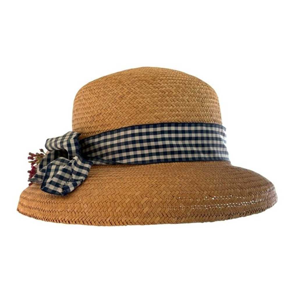 Grevi Mode Firenze Italy Vintage Straw Hat Gingha… - image 4