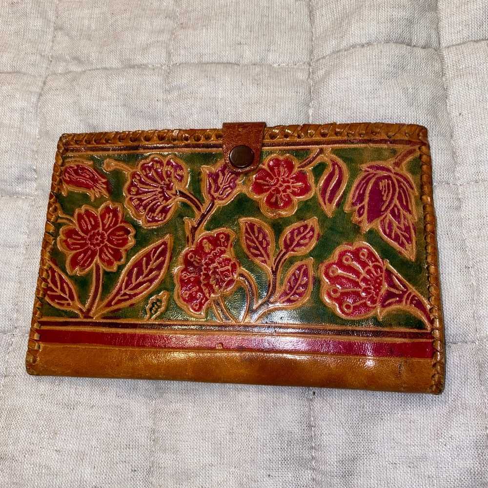 VINTAGE FLORAL SHEEP SKIN LEATHER WALLET CLUTCH M… - image 3