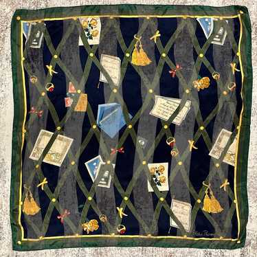 Vintage Paloma Picasso Silk Scarf Italy Green Yel… - image 1