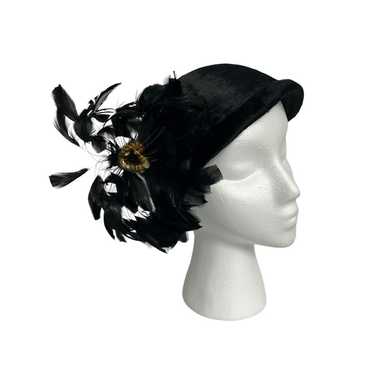 Ladies Vintage Feathered Fascinator Hat Black