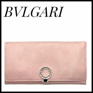 Long wallet Bvlgari leather pink 30413 folding cl… - image 1