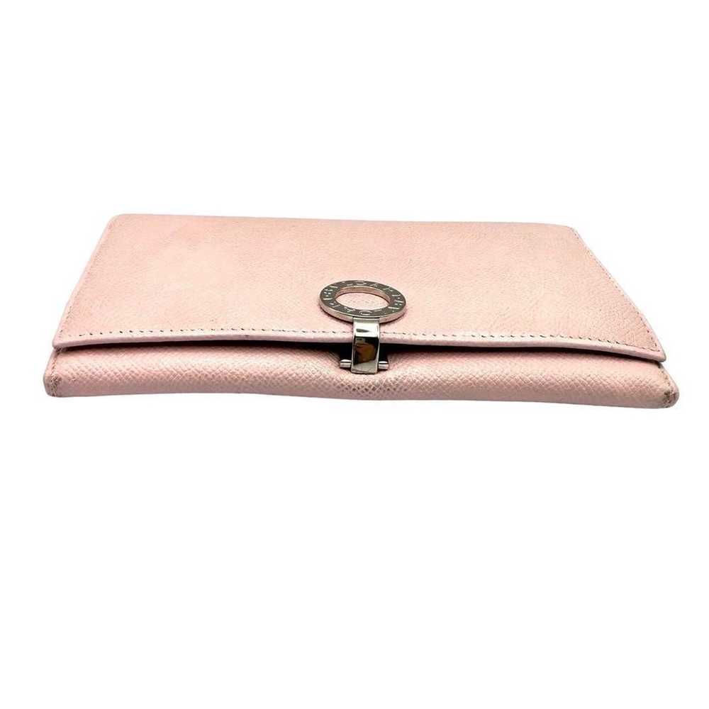 Long wallet Bvlgari leather pink 30413 folding cl… - image 2