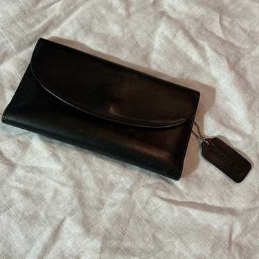 Coach Vintage Brown Leather Trifold Envelope Check