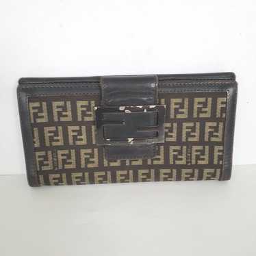 Fendi Zucca Vintage Wallet Canvas Leather Wallet … - image 1