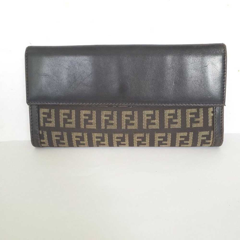 Fendi Zucca Vintage Wallet Canvas Leather Wallet … - image 3