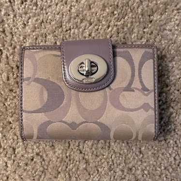 Coach Wallet Womens Small Purple Canvas Signature 