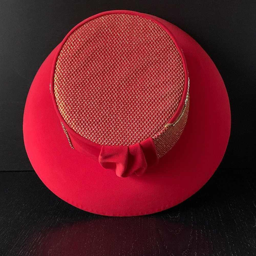 Champagne Italy Red Hat Vintage OOAK Gold Amber B… - image 8