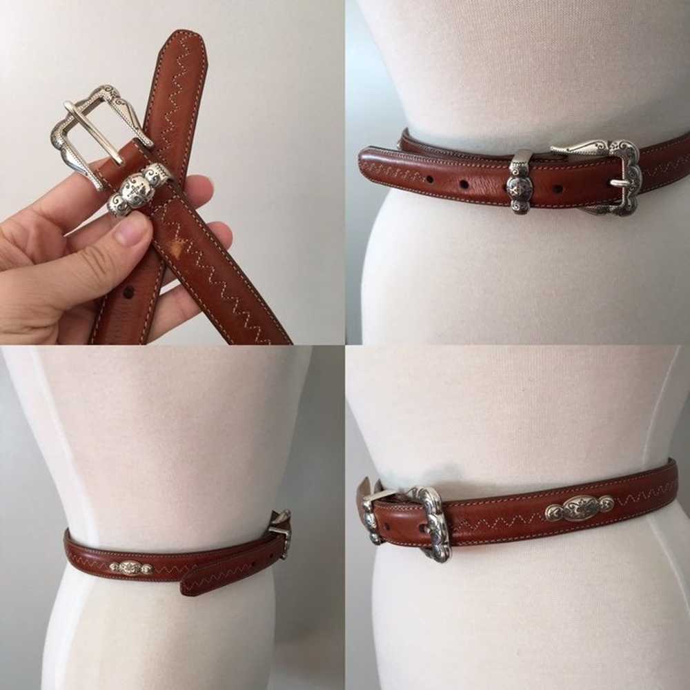 Vintage Brown Leather and Silver Buckle - image 1