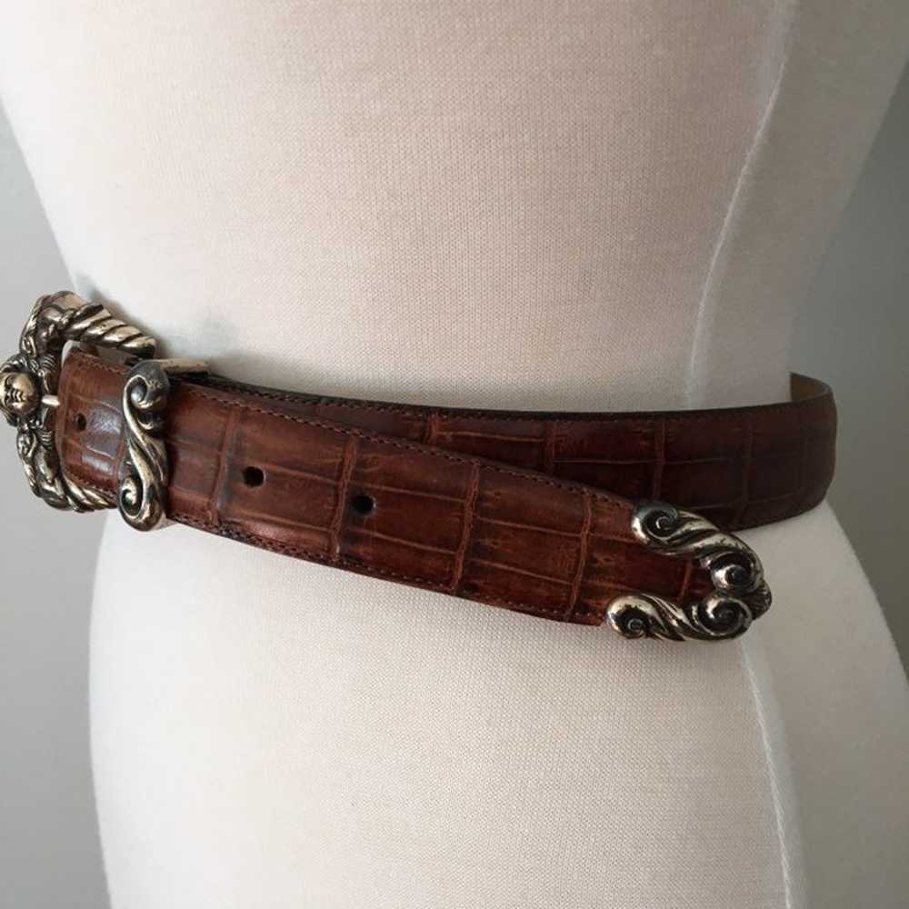 Vintage Brown Leather and Silver Buckle - image 3