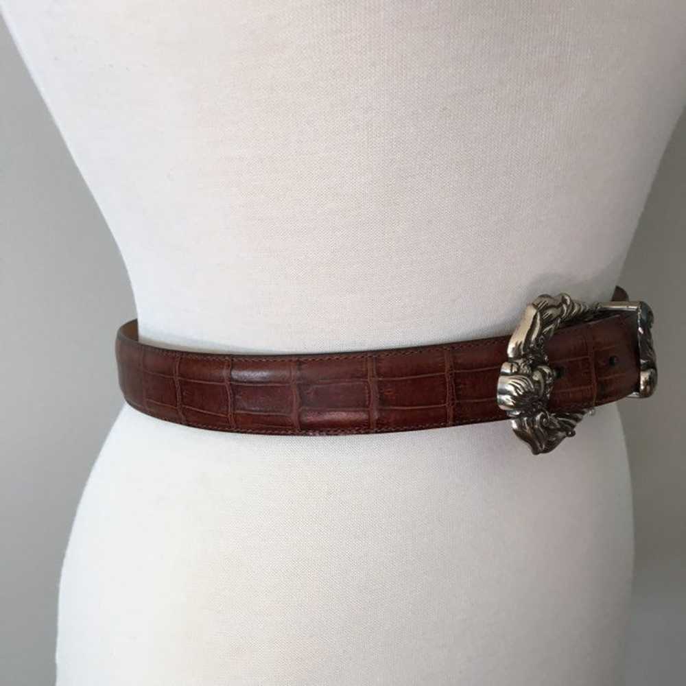 Vintage Brown Leather and Silver Buckle - image 4