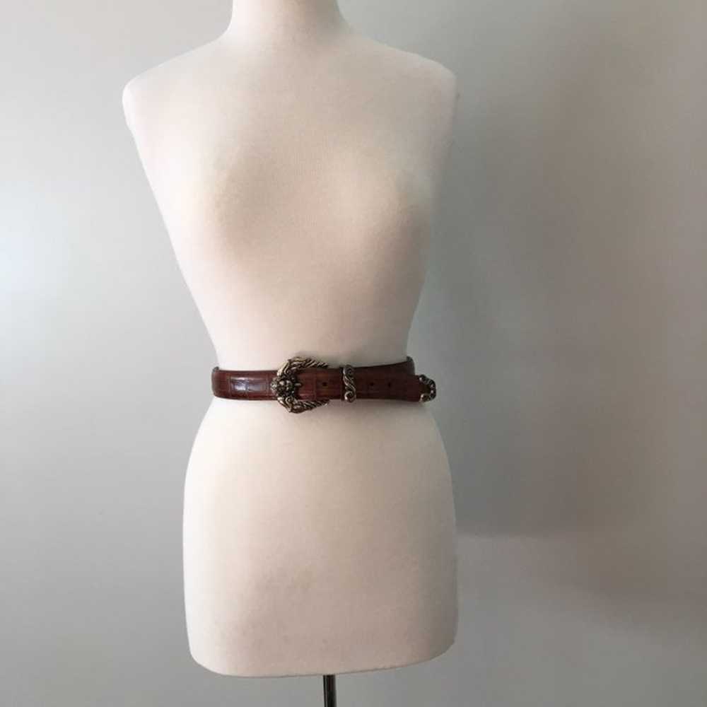 Vintage Brown Leather and Silver Buckle - image 5