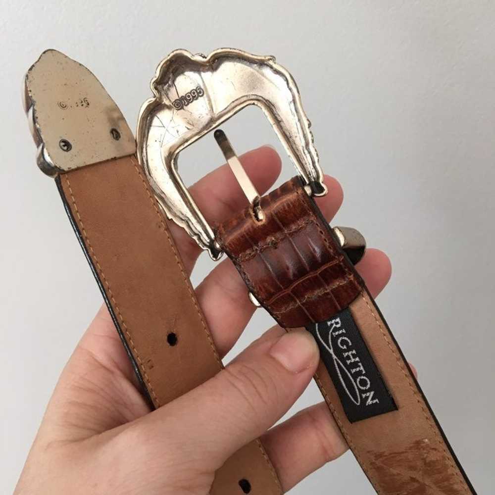 Vintage Brown Leather and Silver Buckle - image 9