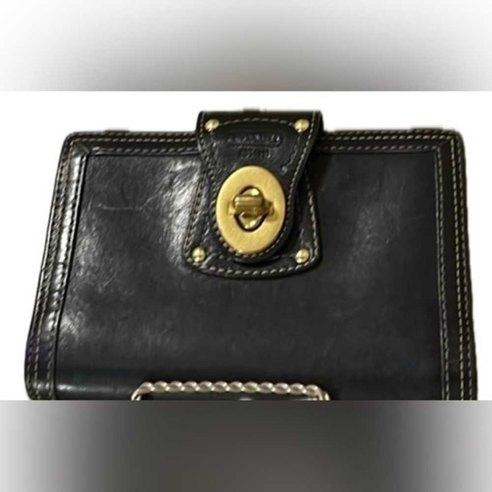 VINTAGE Coach studded Turn Lock Wallet Black Leat… - image 10