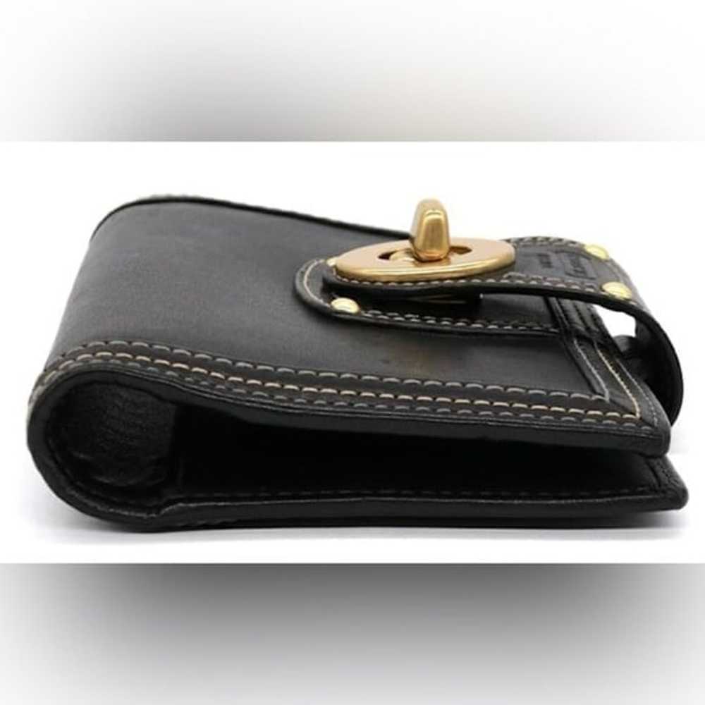 VINTAGE Coach studded Turn Lock Wallet Black Leat… - image 11