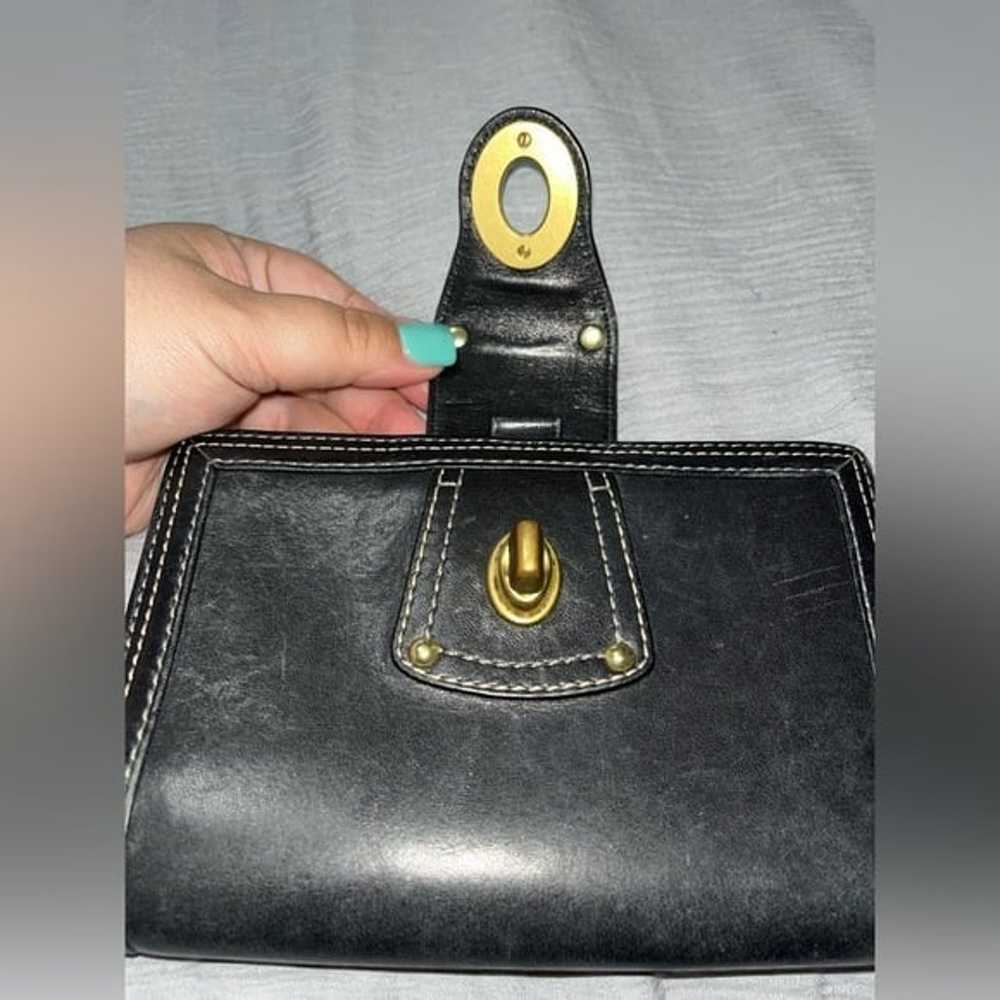 VINTAGE Coach studded Turn Lock Wallet Black Leat… - image 2