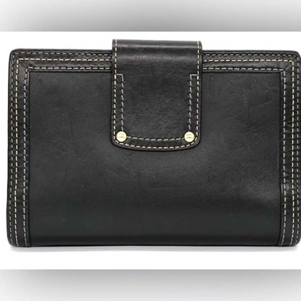 VINTAGE Coach studded Turn Lock Wallet Black Leat… - image 5