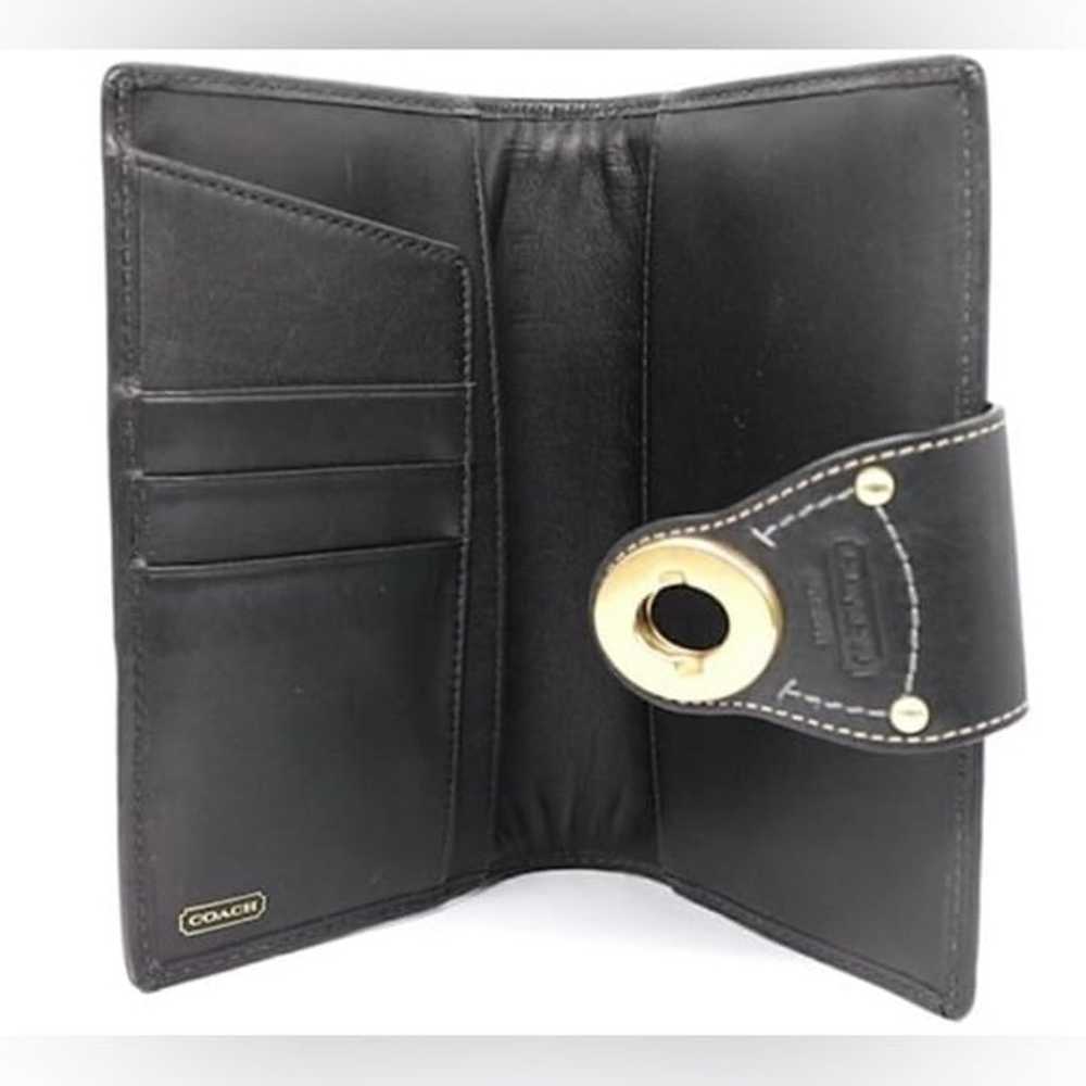 VINTAGE Coach studded Turn Lock Wallet Black Leat… - image 6