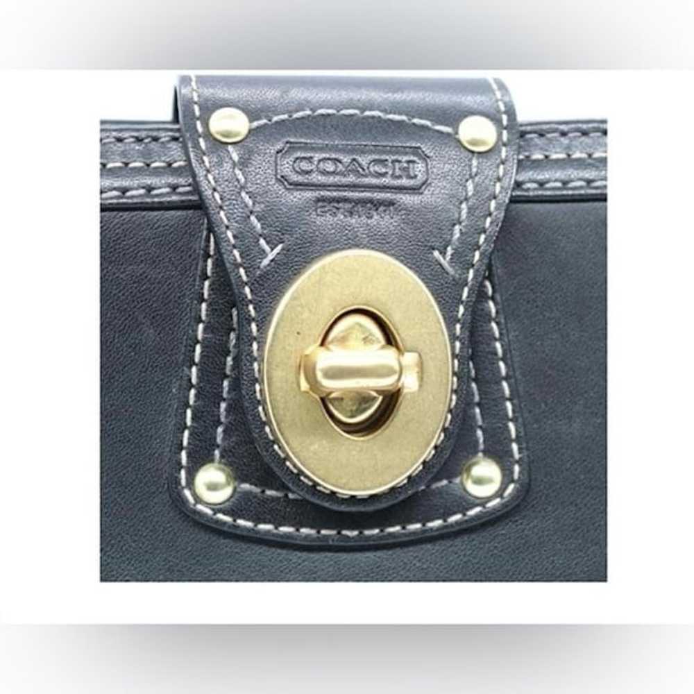 VINTAGE Coach studded Turn Lock Wallet Black Leat… - image 8