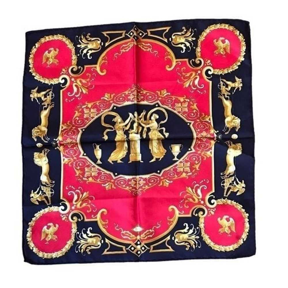 VTG 1996 ATELIER VERSACE Red Silk Scarf 17" Squar… - image 3