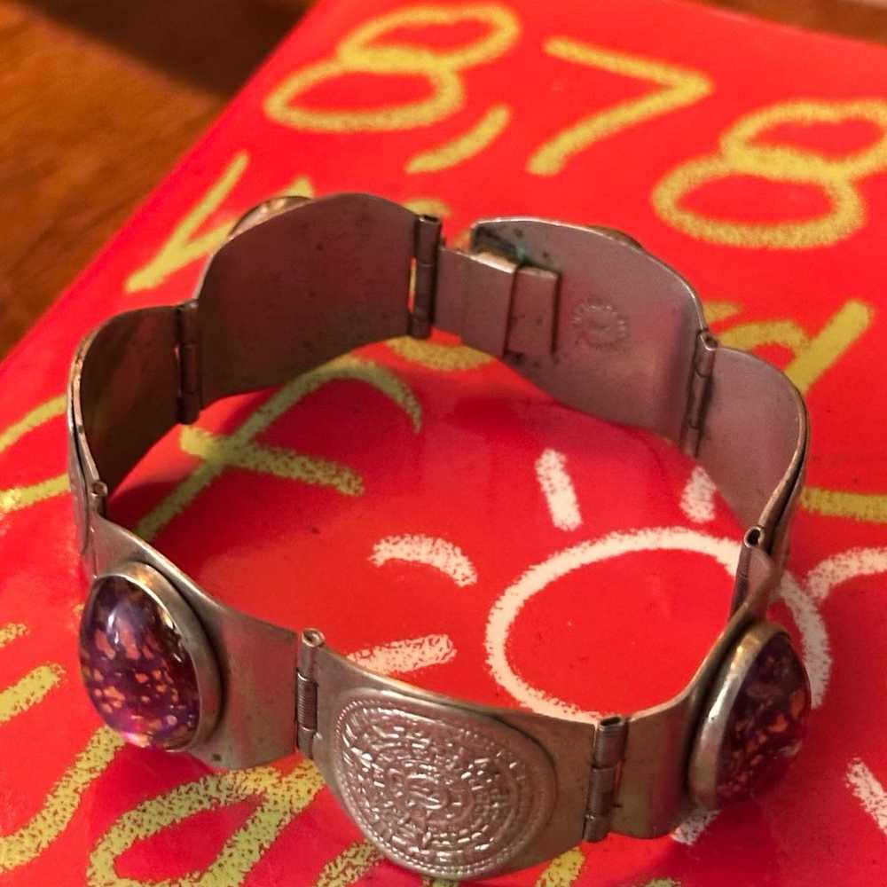 Vintage mexican bracelet with Aztec motifs And fa… - image 6