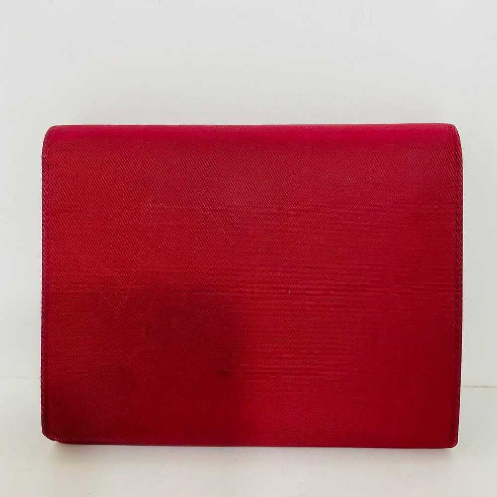 PRADA Compact Tri-Fold Wallet Red with Plate Logo - image 4