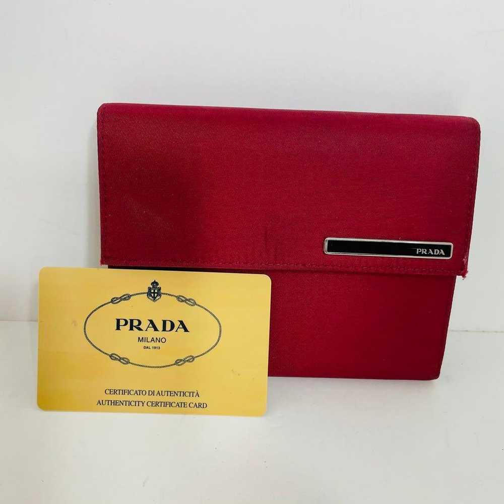 PRADA Compact Tri-Fold Wallet Red with Plate Logo - image 9