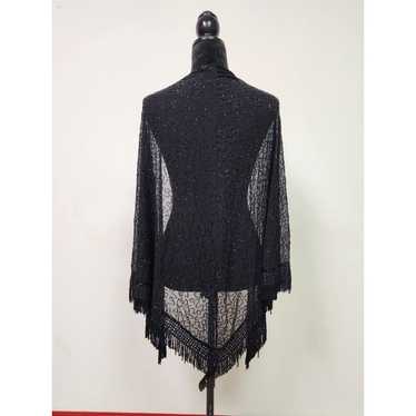 Vintage Women's Triangle Black Beaded Shawl Wrap … - image 1