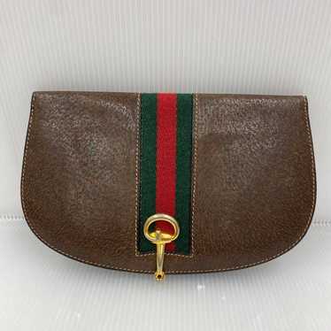 GUCCI Old Gucci Bi-fold Wallet Leather Sherry Vint