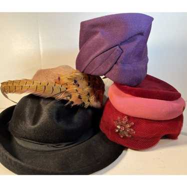 Vintage Ladies Hat Lot Facon Boutique Velda Flowe… - image 1