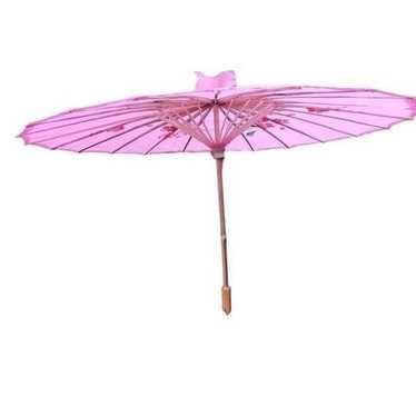 Handmade Vintage Pink Silk Hand-Painted Umbrella |