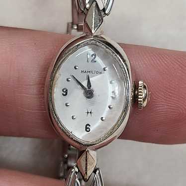 Vintage Hamilton Silver Tone Ladies Mechanical Coc