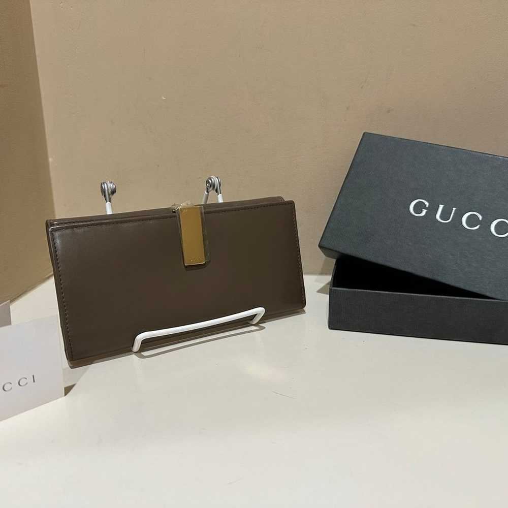 Gucci Khaki Leather Long Vintage Wallet w/box and… - image 1