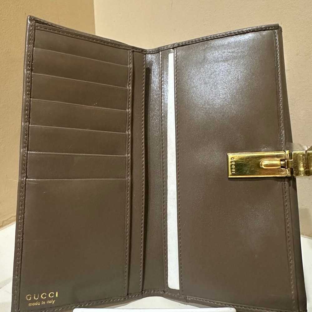 Gucci Khaki Leather Long Vintage Wallet w/box and… - image 7