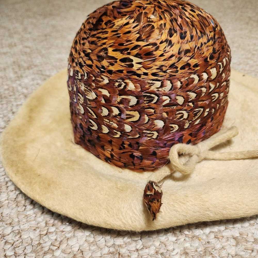 Vintage 1960s Jack McConnell Brown Feathered Hat - image 1