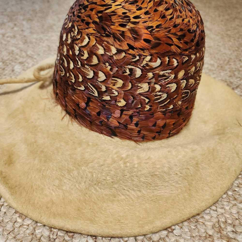 Vintage 1960s Jack McConnell Brown Feathered Hat - image 2