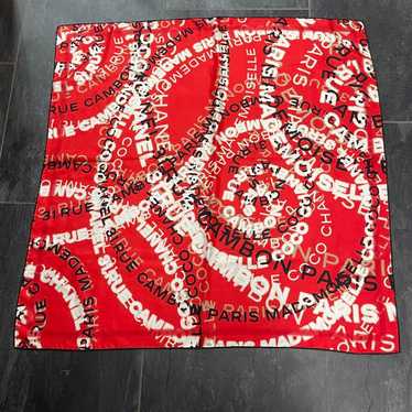 CHANEL Vintage Silk Scarf Red