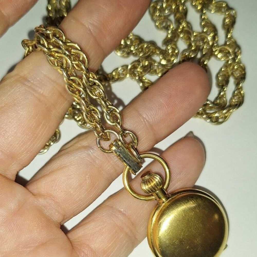 Beautiful Vintage BULOVA WATCH PENDANT POCKET CHA… - image 3