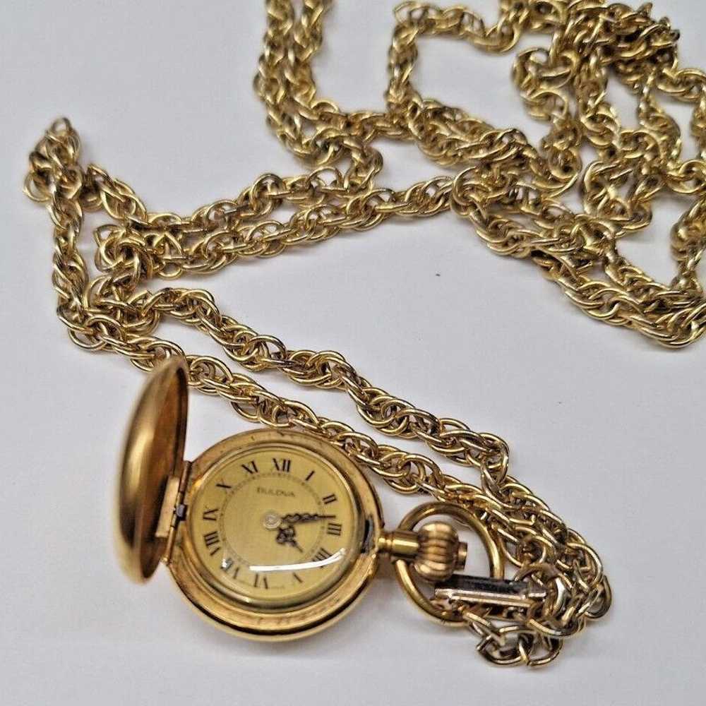 Beautiful Vintage BULOVA WATCH PENDANT POCKET CHA… - image 4