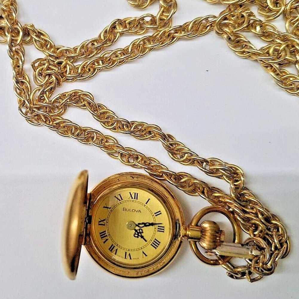 Beautiful Vintage BULOVA WATCH PENDANT POCKET CHA… - image 6