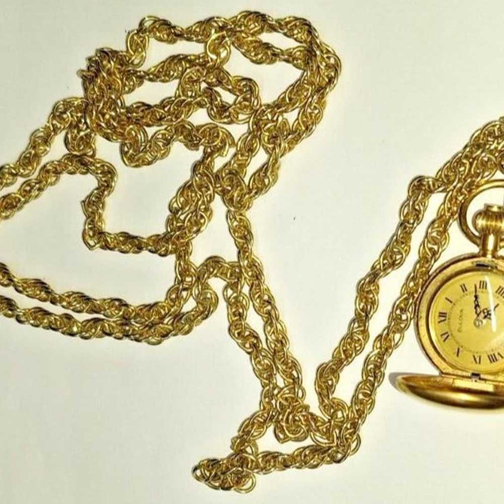 Beautiful Vintage BULOVA WATCH PENDANT POCKET CHA… - image 7