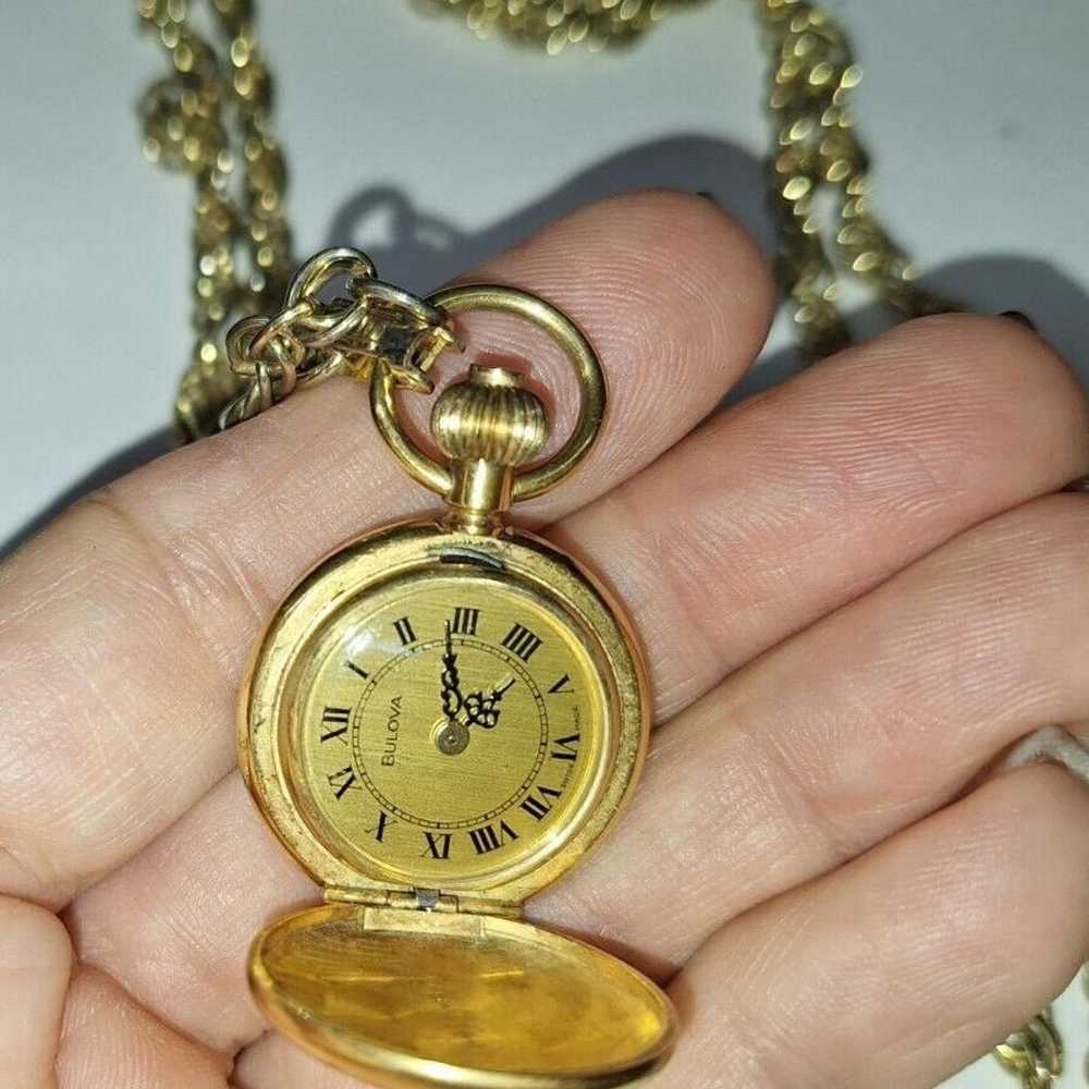 Beautiful Vintage BULOVA WATCH PENDANT POCKET CHA… - image 9