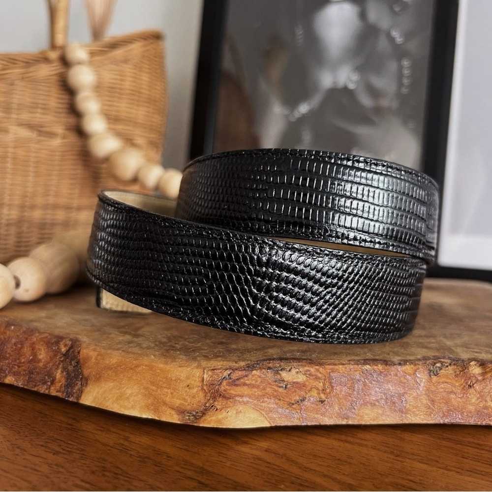 100% LEATHER VINTAGE GOLD AND BLACK TEXTURED BELT… - image 2