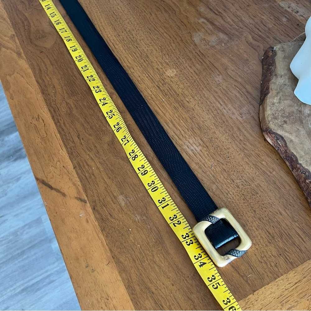 100% LEATHER VINTAGE GOLD AND BLACK TEXTURED BELT… - image 9