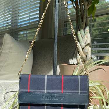 Burberry Navy Check Canvas Long Wallet