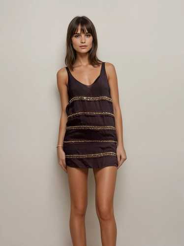 By Malene Birger Black Sheer and Gold Mini Dress